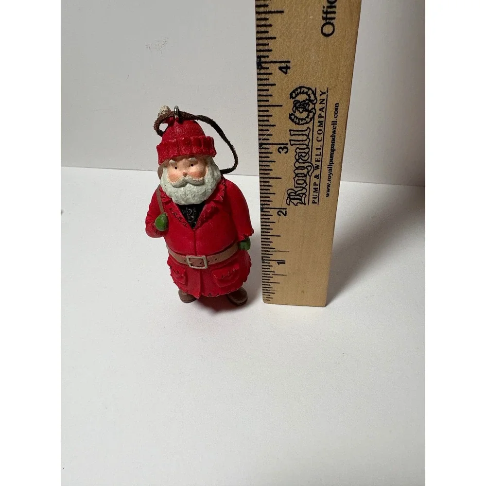 Hallmark 2003 Santa Claus Ornament Red Coat Backpack Basket Rustic Christmas